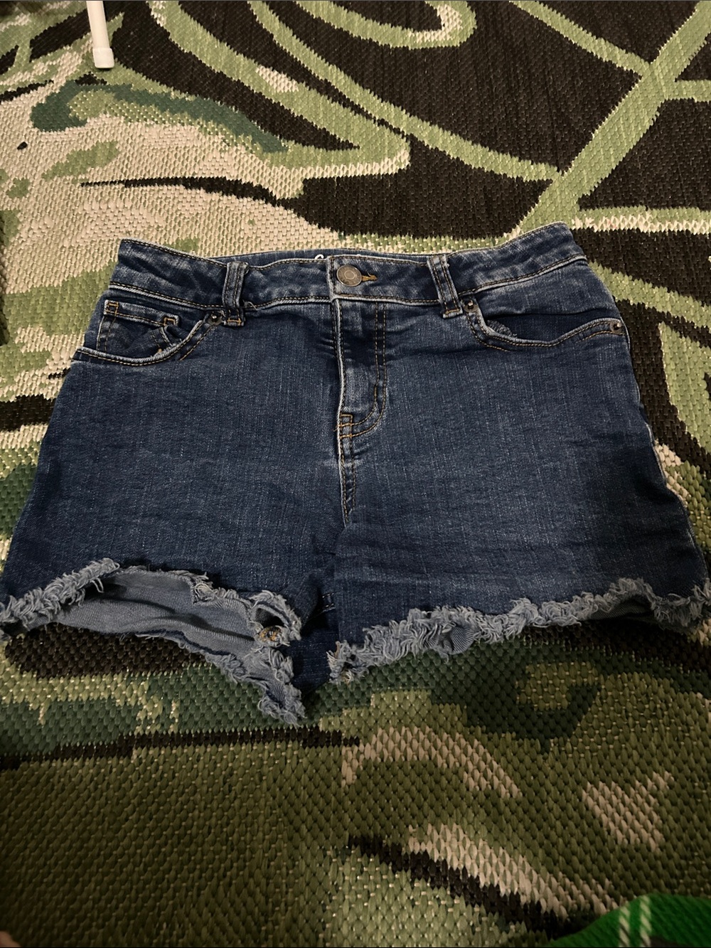 Cat & Jack Dark Blue Denim Cutoff Shorts with Frayed Hem